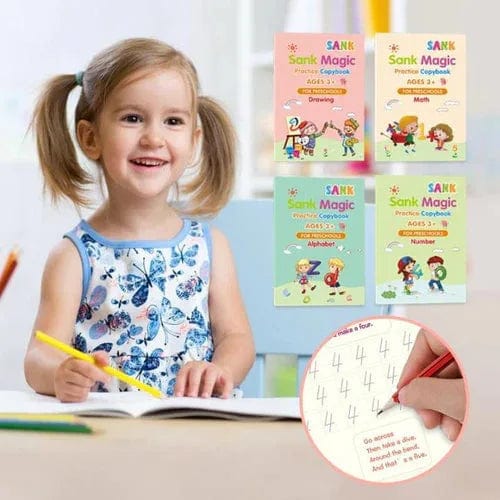 Magic "Reusable" Practice Copybook For Kid (4 Books+ 10 Magic Refills + Bonuses)