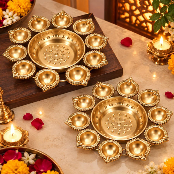 Diya Urli — 10 Inch | Powder Coated | Festive Decor | Buy 1 Get 1 Free