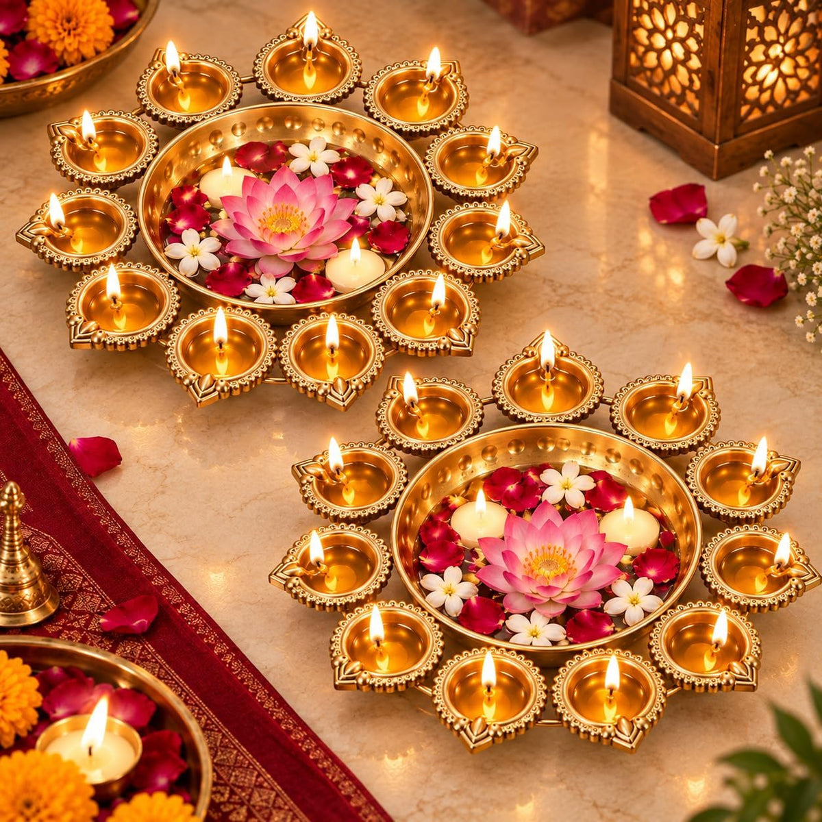 Diya Urli — 10 Inch | Powder Coated | Festive Decor | Buy 1 Get 1 Free