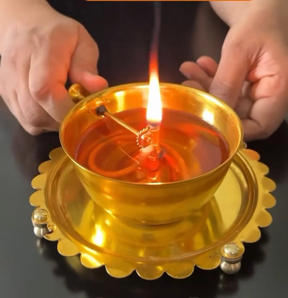 Akhand Brass Jyot Diya | Full Diya Set with Batti | Biggest Size (300ml)