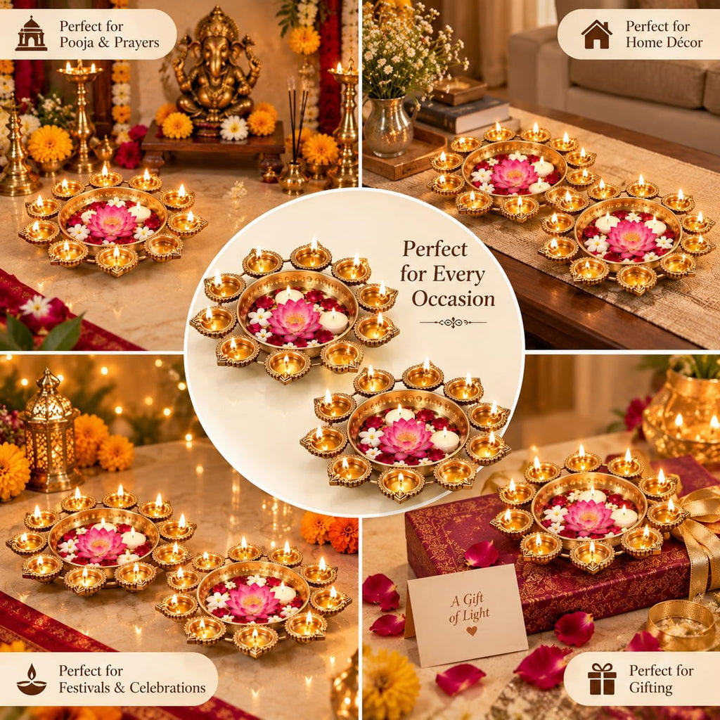 Diya Urli — 10 Inch | Powder Coated | Festive Decor | Buy 1 Get 1 Free