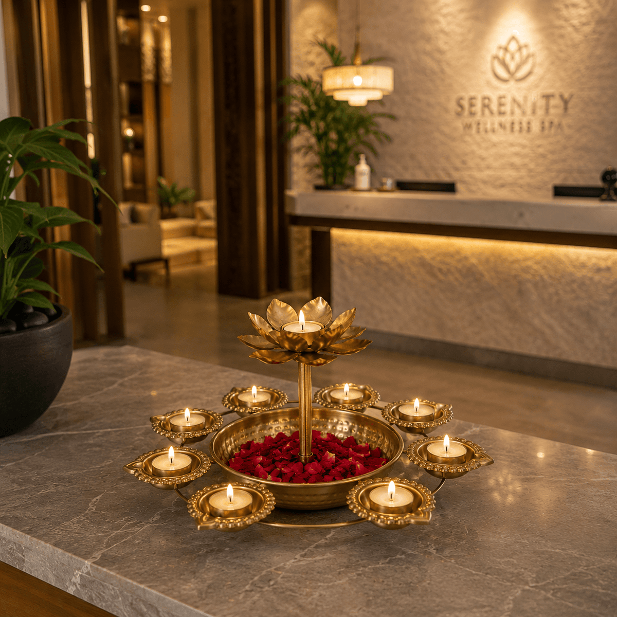 Diya Urli With Flower Candle Holder | Buy 1 Get 1 Free