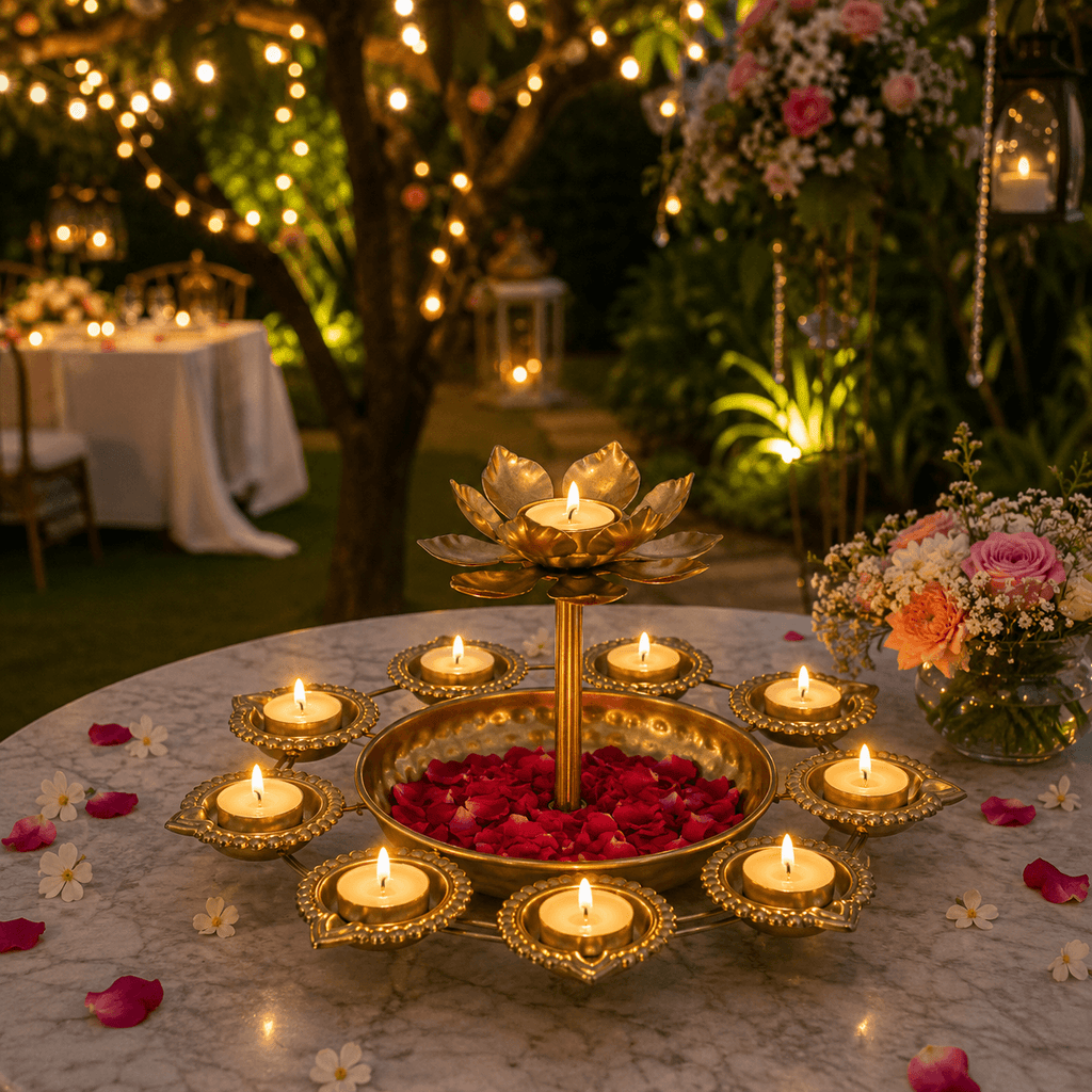 Diya Urli With Flower Candle Holder | Buy 1 Get 1 Free