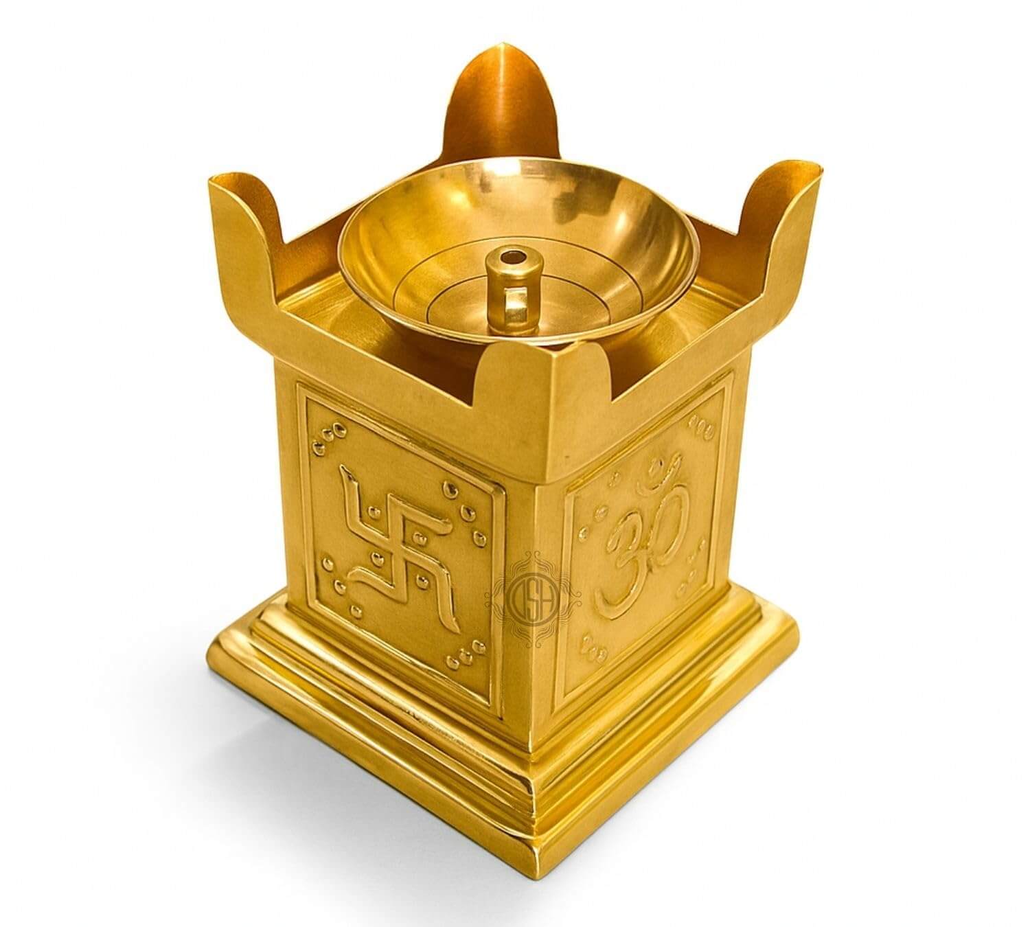 Brass Diya for Puja Pure Tulsi Deepak Oil Lamp for Diwali, Pooja Room, Home Temple Decoration Item